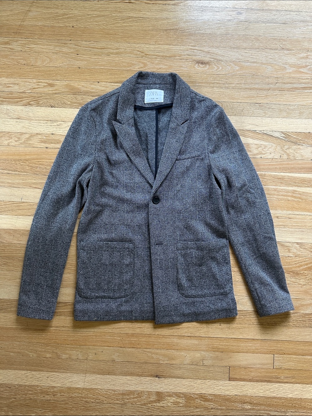 Zara Brown Herringbone Knit Blazer